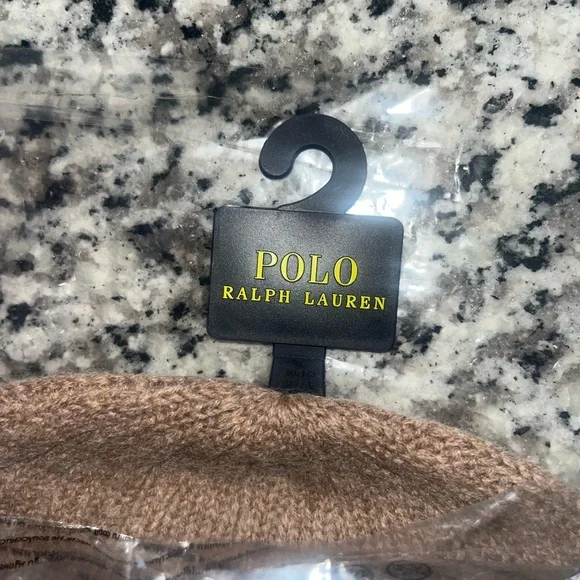 Polo by Ralph Lauren Tan Cable Knit Beanie Bear NWT - Picture 4 of 5